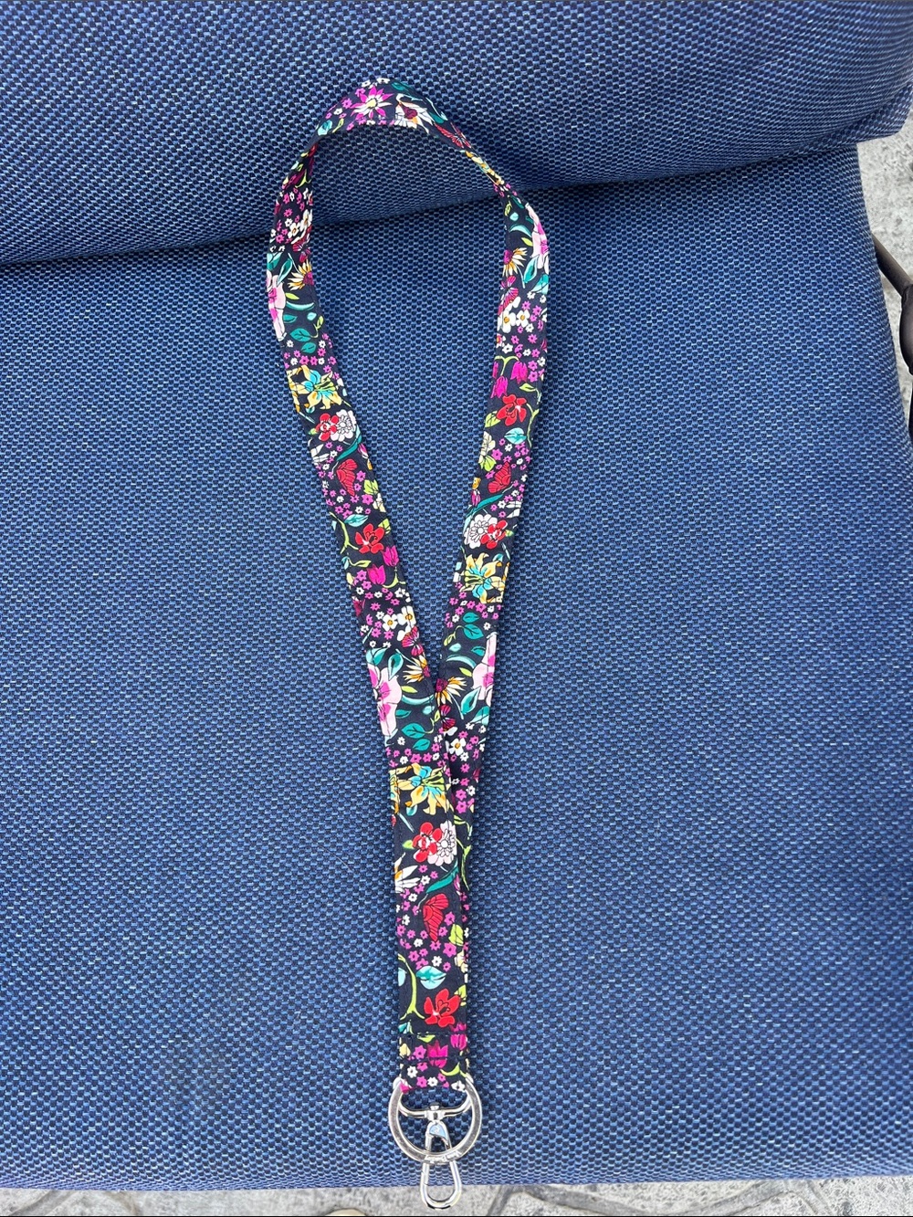 Vera Bradley Navy Floral Lanyard with Multicolor Flowers
